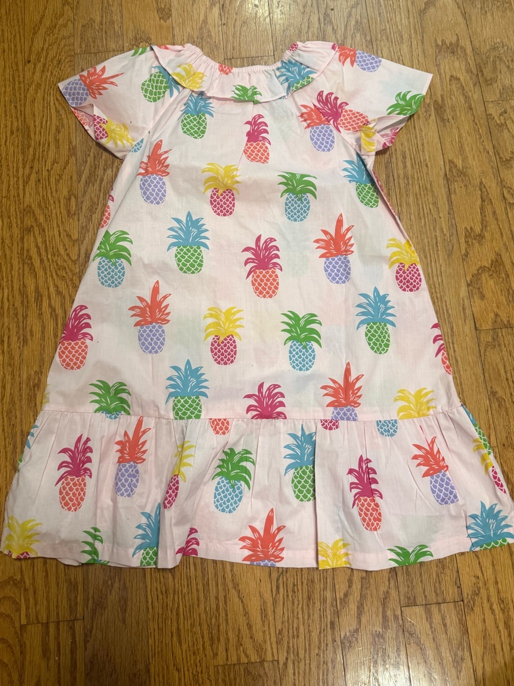 MINI BODEN GIRLS' PRINTED PULL-ON HOLIDAY DRESS - PINK PINEAPPLES Size 9-10